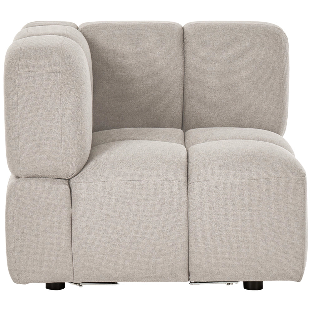 Divano modulare a forma di U in tessuto beige, set componibile da otto elementi, divano modulare in stile moderno