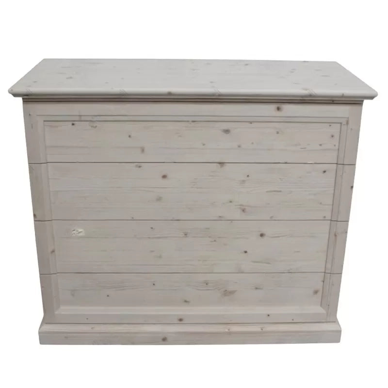 cassettiera classica 4 cassetti legno massello abete grezzo 116x53x98 (3358) - Mobili 2G
