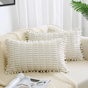 Set di 2 copriletto beige 30x50 in corduroy copriletti morbidi per divano copriletti boho decorativi copriletti moderni decorazione per divano camera da letto casa auto decorazione copriletti decorativi in crème.
