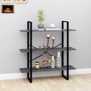 Libreria a 3 Ripiani Grigia 100x30x105 cm in Massello di Pino 806554
