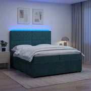 Letto Box Spring LED con Materasso Verde Scuro 200 x 200 cm 3456134