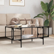 vidaXL Tavolino con Piano in Vetro Nero 98,5x50x45 cm Acciaio