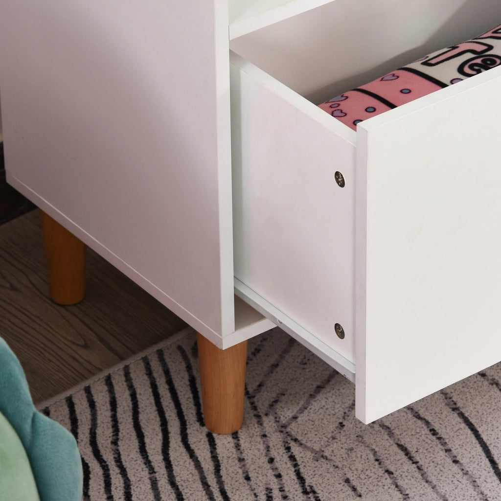 Libreria scaffale con cassetto per bambini ¨C zephmum ¨C Bianca e azzurra 50x30x142 cm