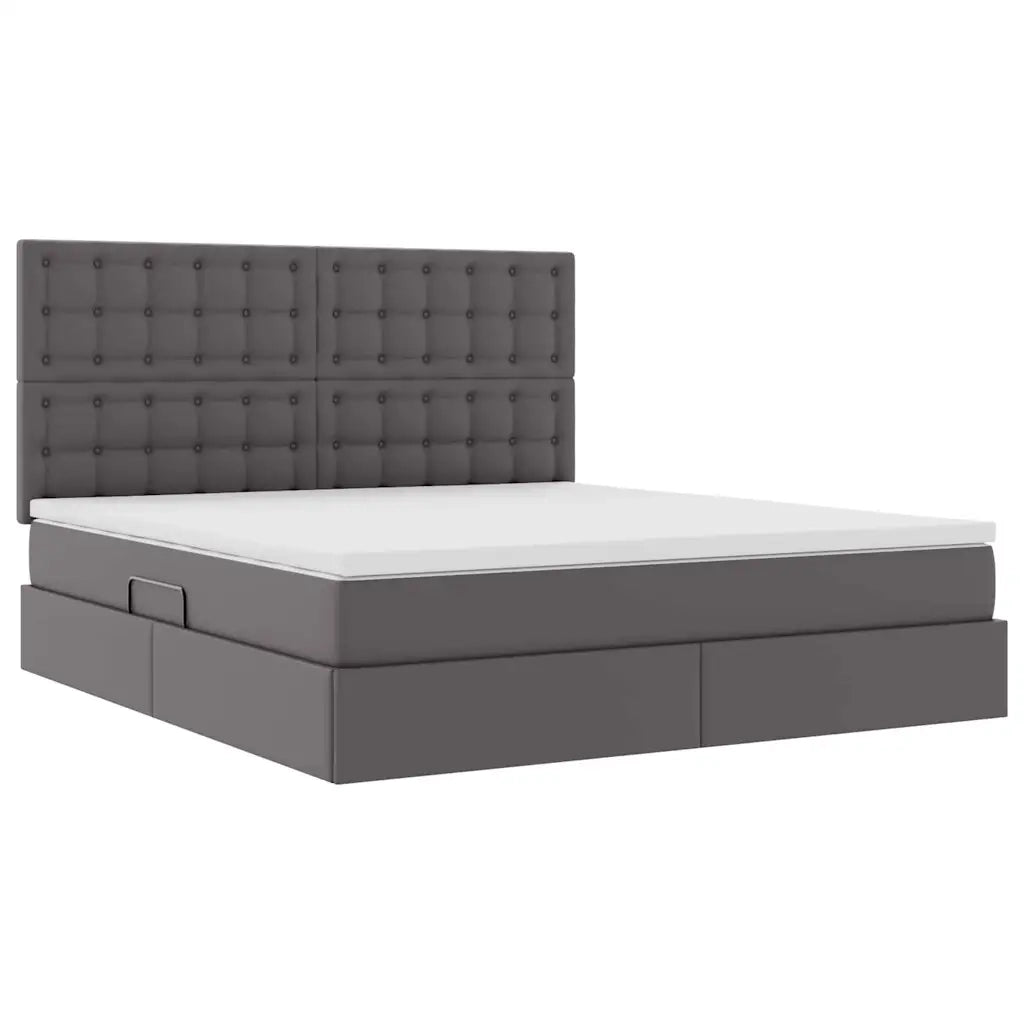 Letto con Contenitore Grigio 160 x 200 cm Pelle Sintetica
