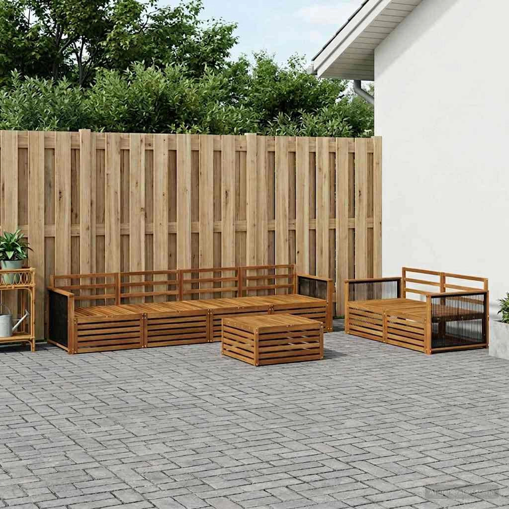 Set di divani da esterno 7 pz Naturale Legno di Acacia Massello 3383052