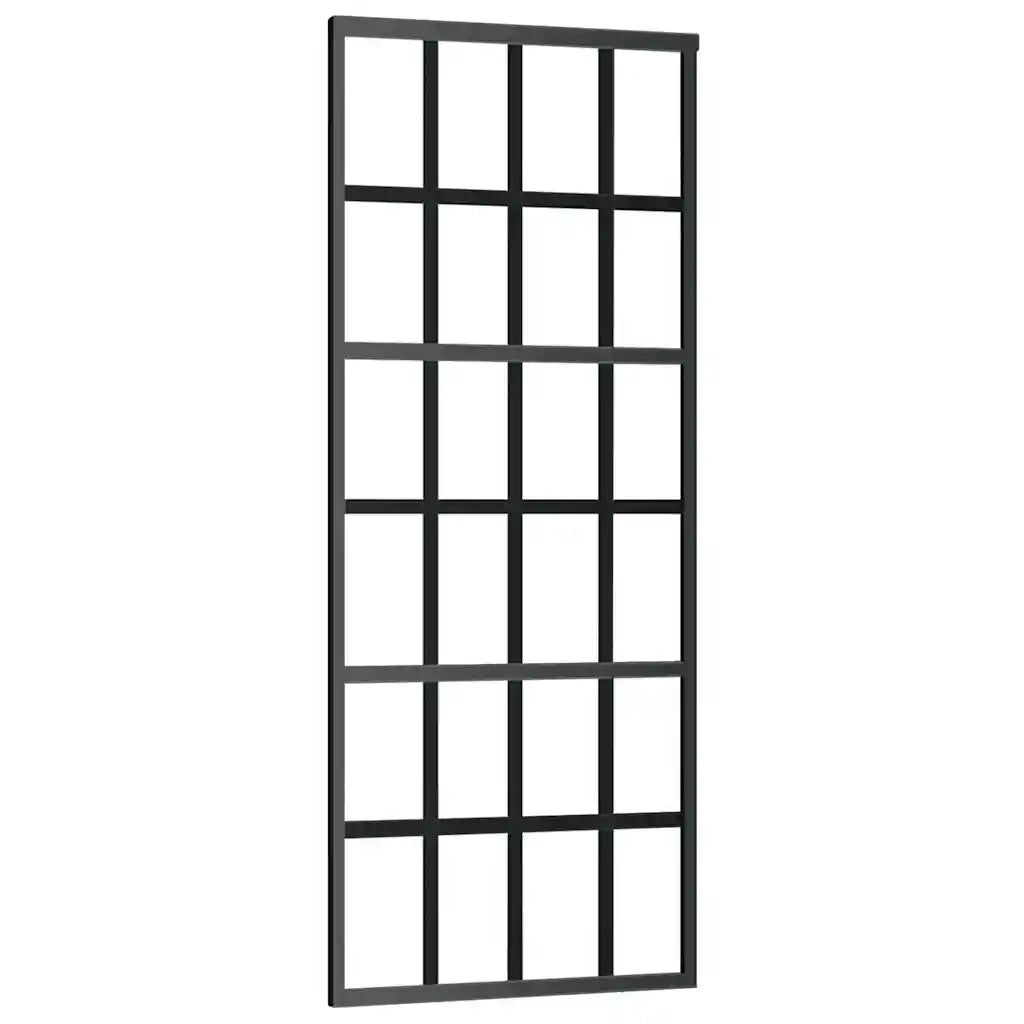 Porta Scorrevole con Ferramenta Nera 76x205 cm in Vetro ESG