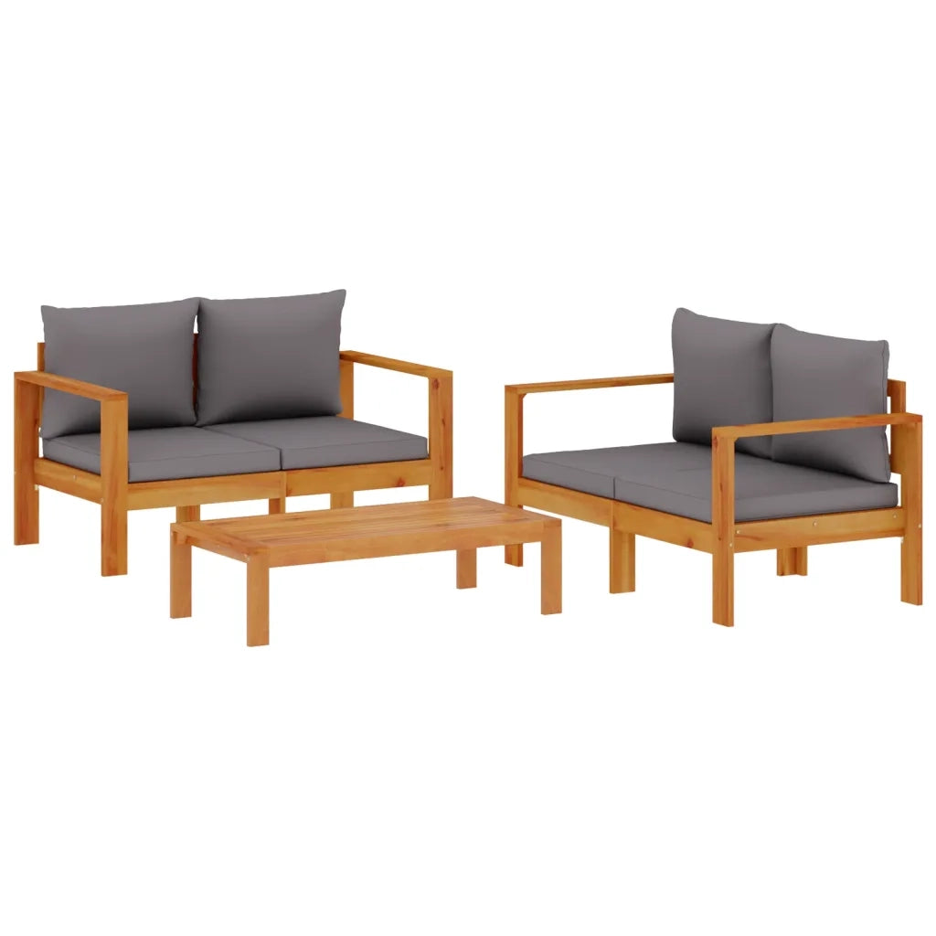 Set Divano da Giardino 3pz con Cuscini Legno Massello di Acacia 3214844