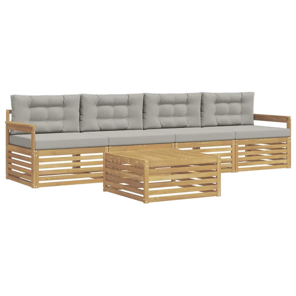 Set di divani da esterno 5 pcs Bianco e Grigio Chiaro