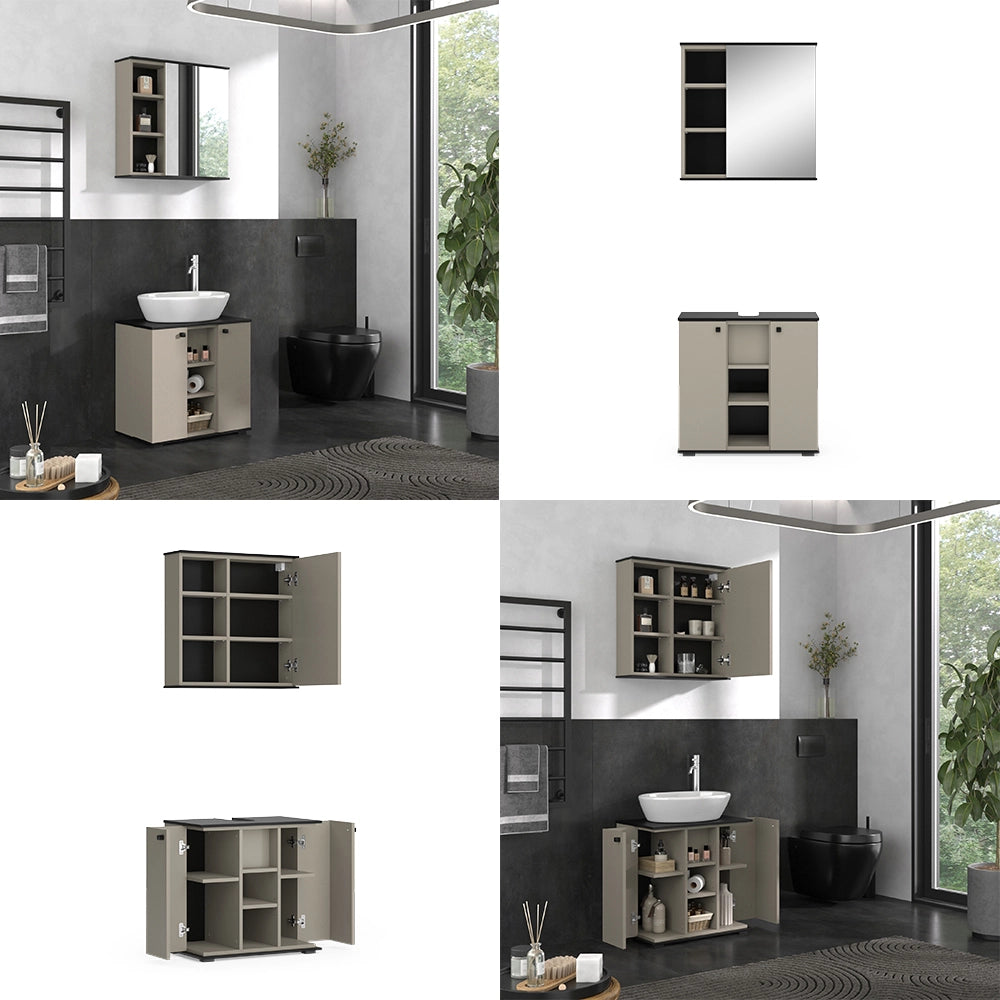 Vicco Set di mobili da bagno Grigio 2 parti