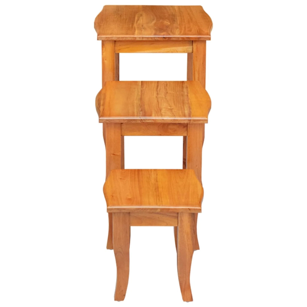 Tavolini Nesting 3 pcs Naturale Legno di Mogano Massello 42009927
