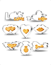 Set di 8 forme per biscotti a forma di cuore, acciaio inossidabile 8 varianti per dolci e dessert