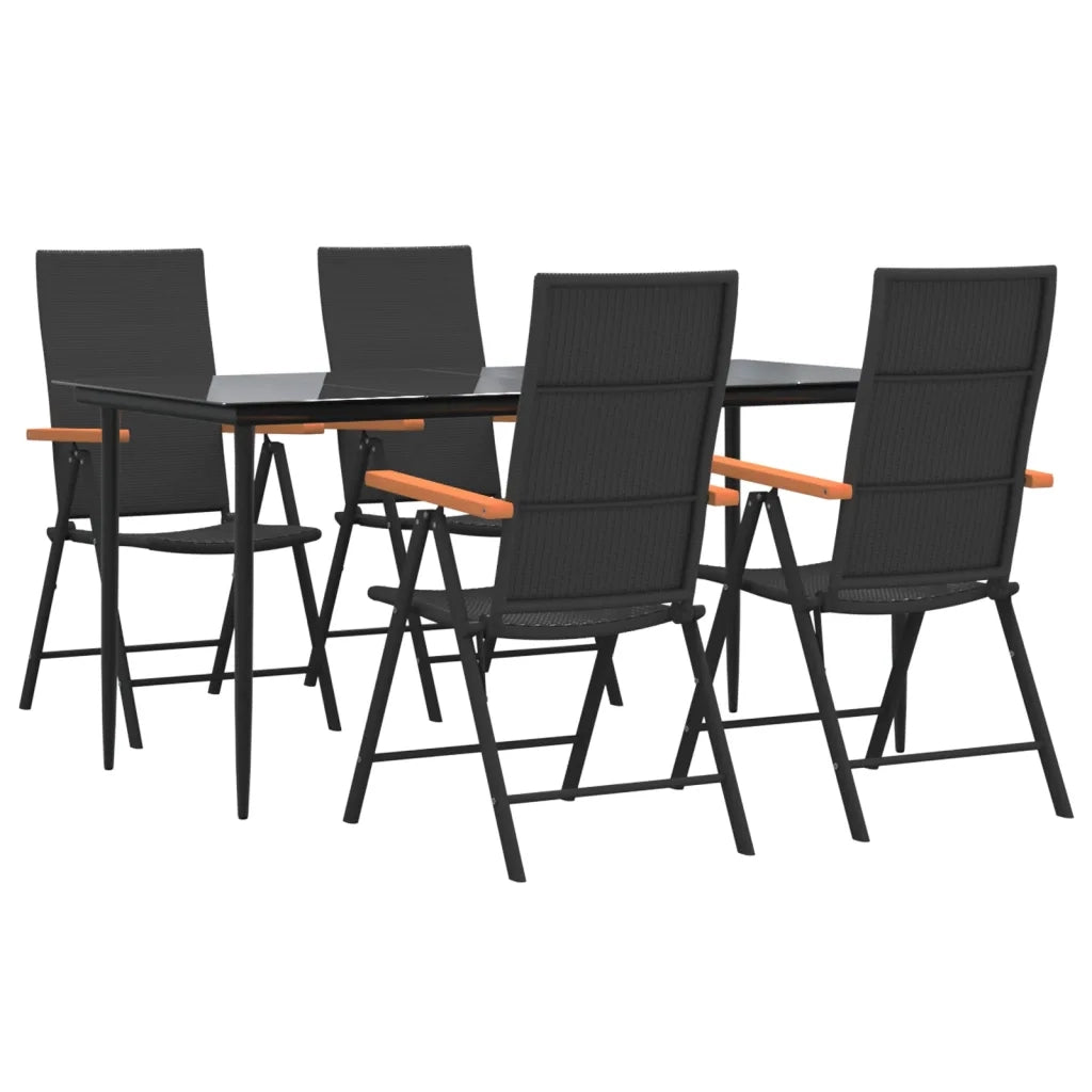 Set da Pranzo da Giardino 5 pz Nero e Marrone in Polyrattan cod mxl 41295