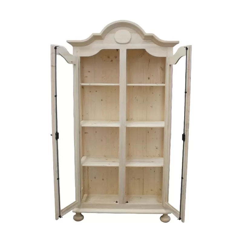 Vetrina 2 porte shabby legno bianco consumato 103x45x197 (958) - Mobili 2G