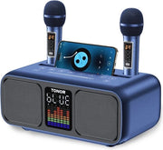Macchina da Karaoke per Adulti e Bambini | Altoparlante Portatile con Microfoni a Radiofrequenza e Illuminazione a LED | Supporto per Aux, USB, Type C e Carta TF | Ideale per Karaoke a Casa e Attività All'Aperto