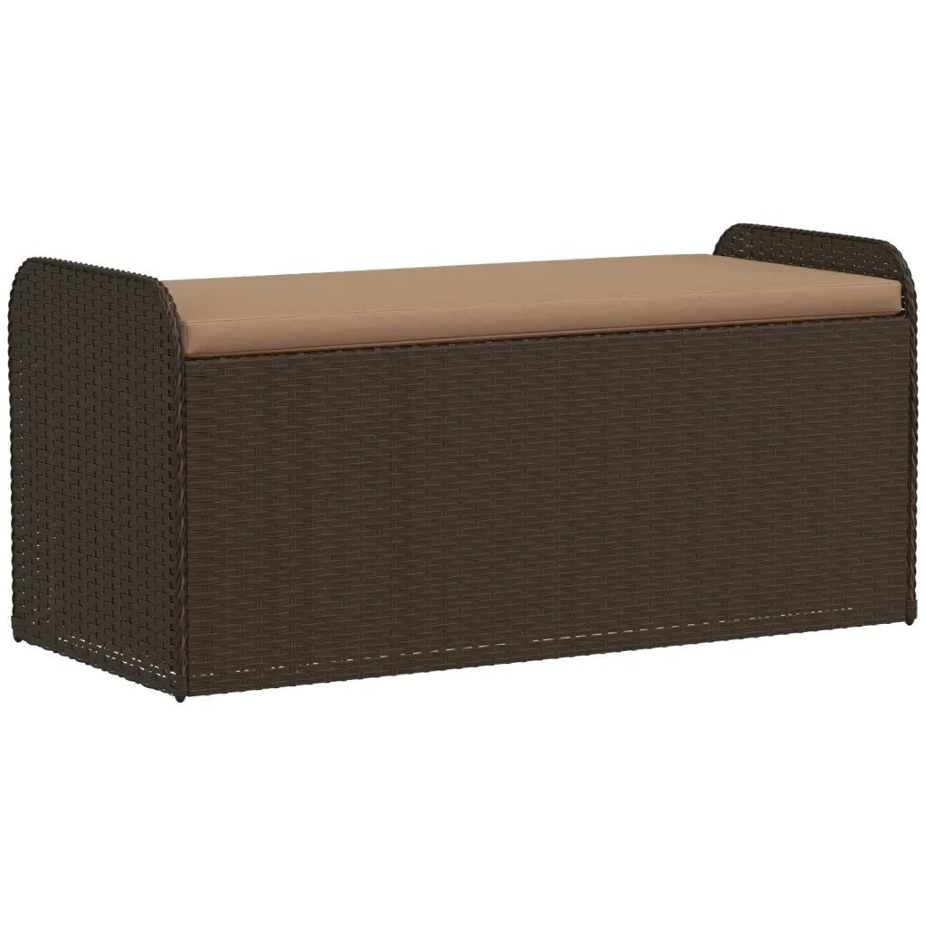 Cassapanca con Cuscino Marrone 115x51x52 cm in Polyrattan 365729