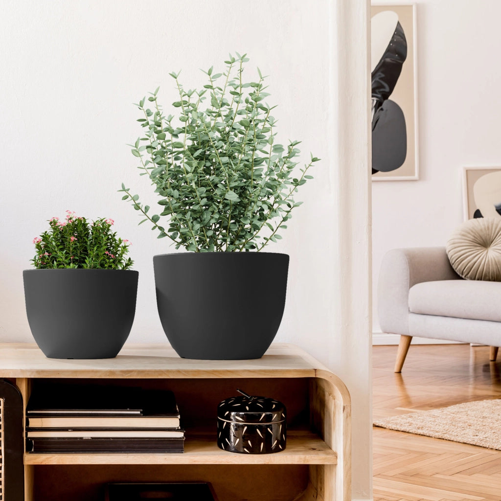 Vaso da fiori KADAX, copertura per vaso da giardino, rotondo, 30 cm, antracite