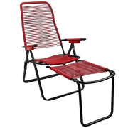 Marvin Sdraio Cordonata con Poggiapiedi Sedia a Sdraio da Giardino Filo in Pvc Pieghevole Metallo Poltrona Relax d Rosso