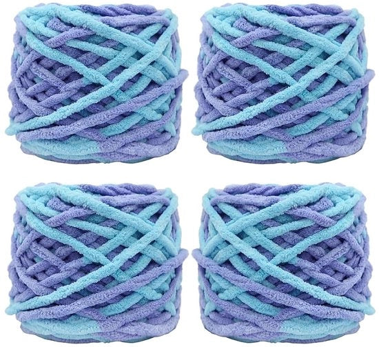 Garen a 4 Rolli - Materiale a Tela di Poliestere Zucchero - Gomitoli Colorati - Adatto per Maglia/uncinetto - 100g per Gomitolo - Materiale Idrofilo