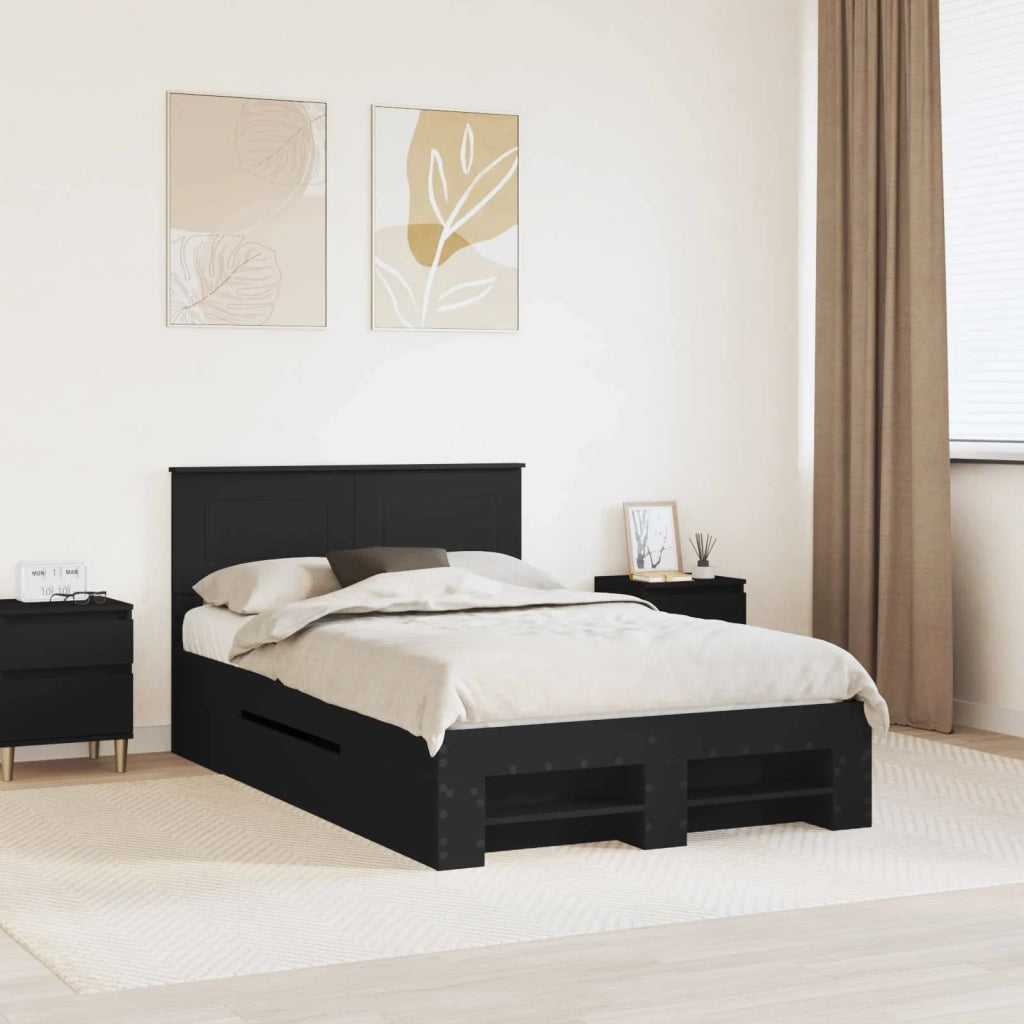 Struttura del letto Nero 137 x 203 cm Legno multistrato
