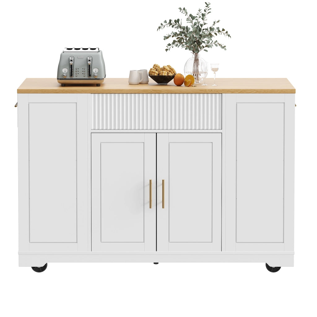 Isola Cucina su Ruote con Cassetti e Ante ¨C MINIMAL ¨C 120x50x92 cm