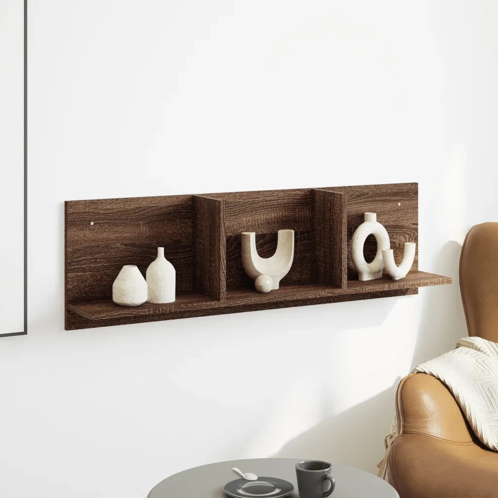 vidaXL Mobile a Parete 100x16,5x30 cm Rovere Marrone in Truciolato