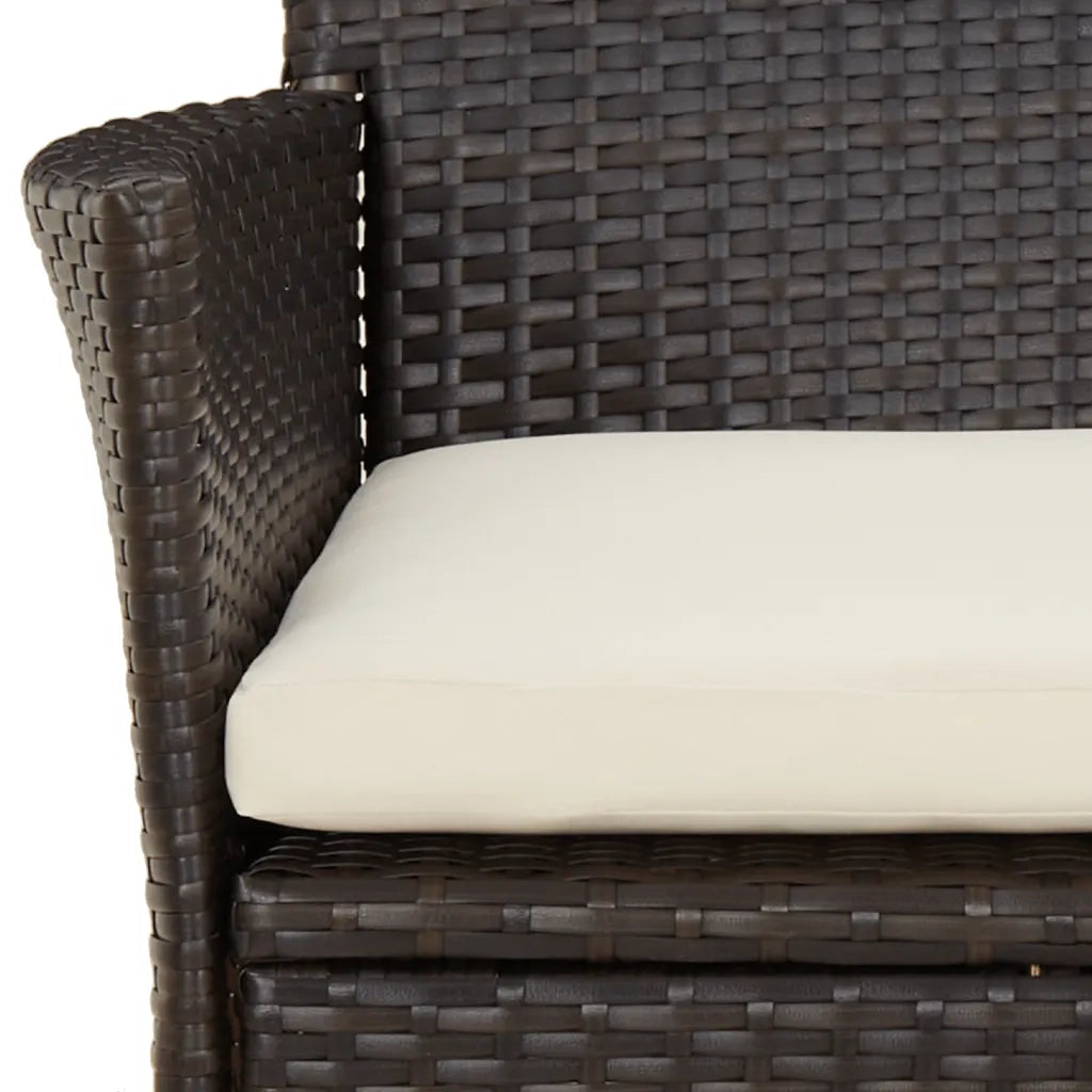 Set da Pranzo da Giardino 5pz con Cuscini in Polyrattan Marrone 3187310