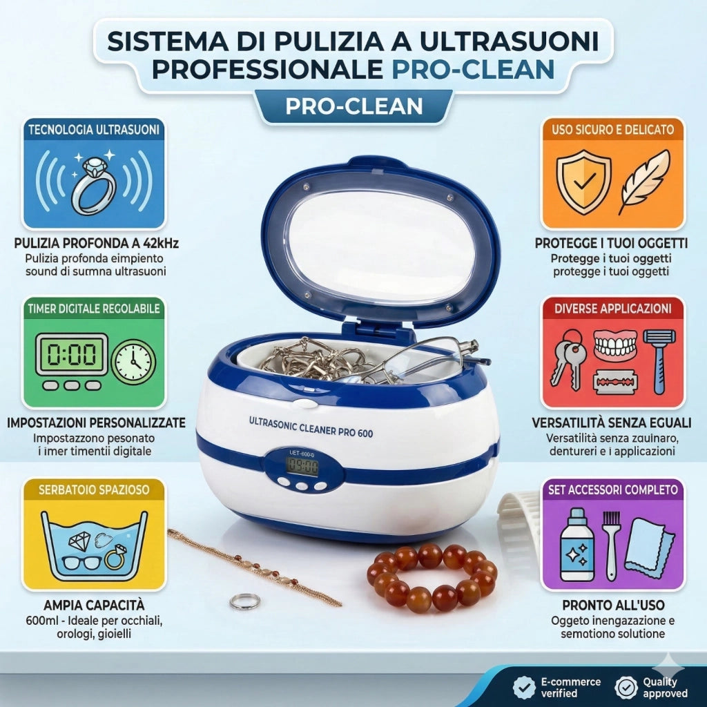 STERILIZZATORE AD ULTRASUONI DIGITALE PER LA PULIZIA GIOELLI OCCHIALI ESTETISTA