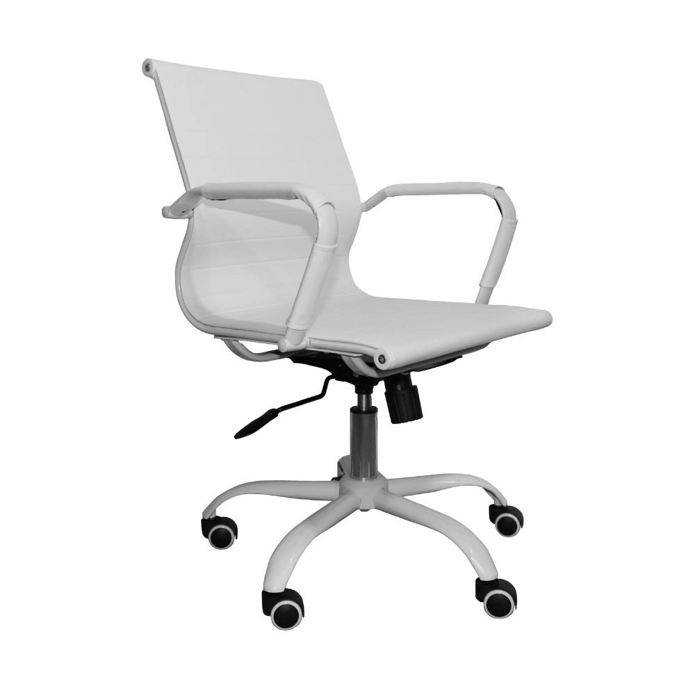 Poltrona da ufficio Nuvia con schienale ergonomico e ruote colore bianco H91