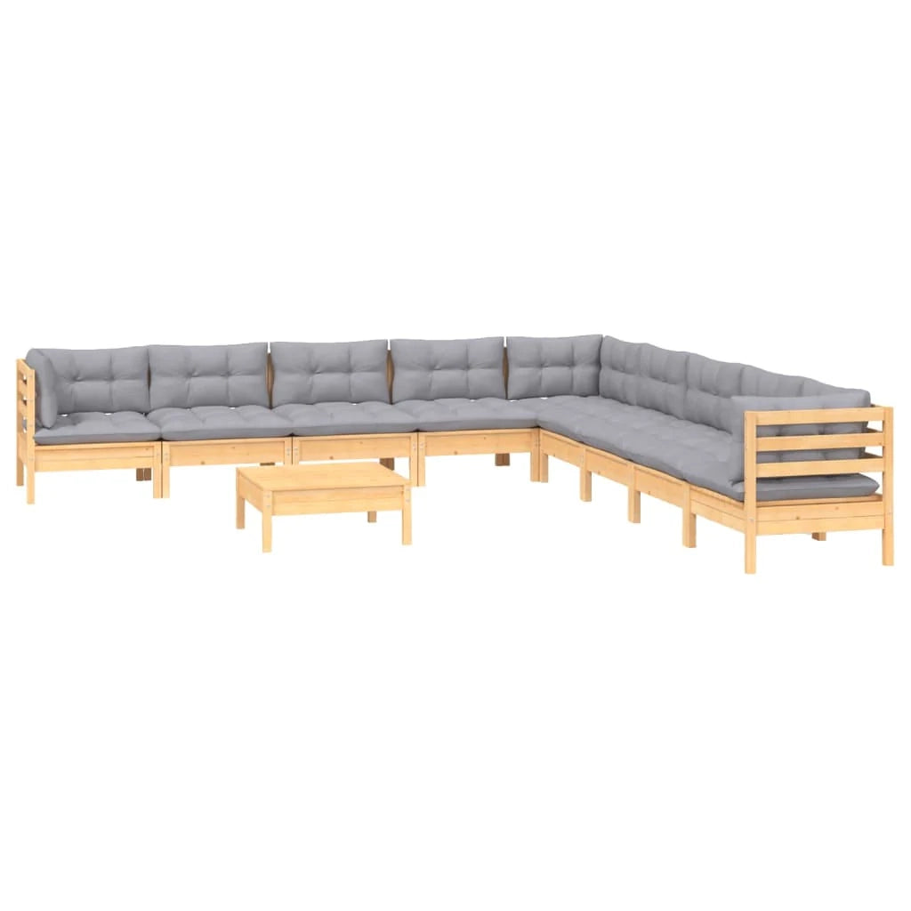 Set di mobili da giardino mobili da esterno 10 pezzi con cuscini grigio legno di pino massiccio 02_0015040