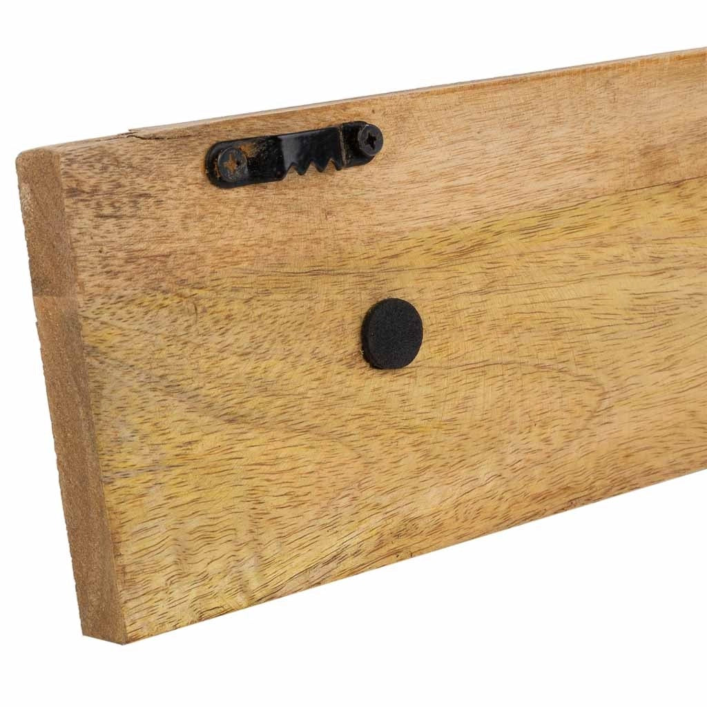 Portabito in legno con 3 ganci verniciato a mano marrone 48x5x10h