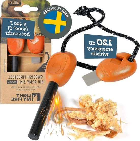 12 000 Strike Set per accensione a magnesio - Incluso Emergency Whistle - Pietra focaia per outdoor