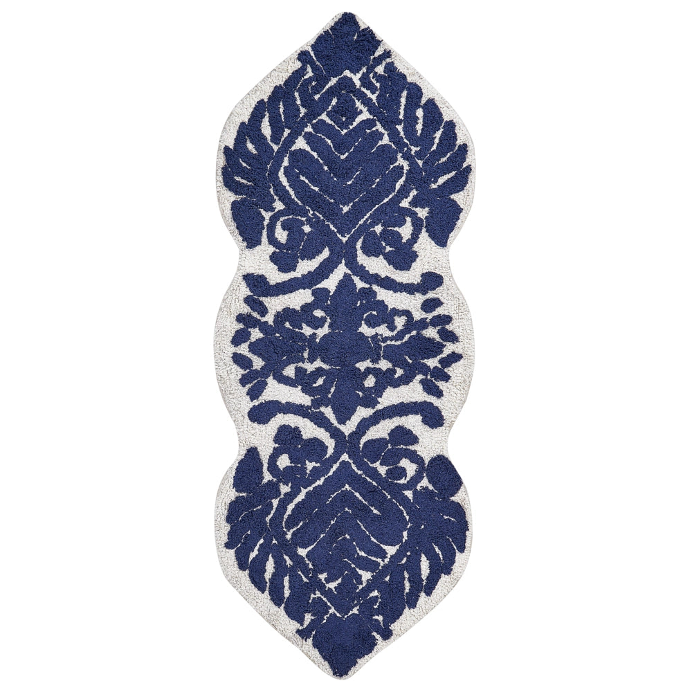 Tappeto da bagno in cotone blu 150 x 60 cm Forma irregolare Motivo decorativo Tappeto da bagno Accessori da bagno Design moderno