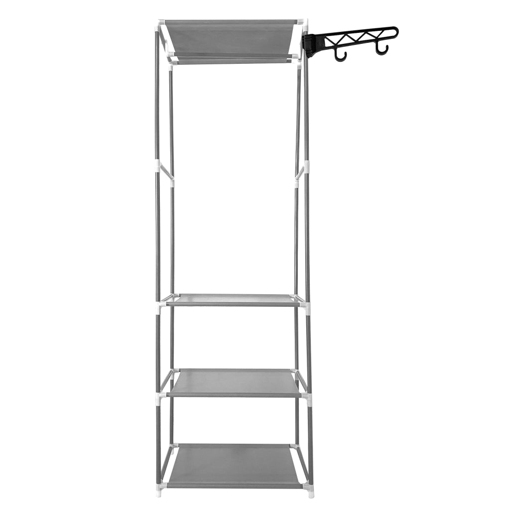 Armadio spogliatoio statico Nyana Home 170x55x35 cm 3 ripiani 1 barra superiore 1 appendiabiti laterale Bianco