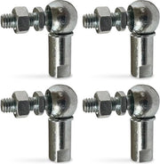 Quattro supporti a sfera L con viti M8 x 125 mm - supporto a sfera con asta di guida angolare - acciaio di carbonio autofusibile.