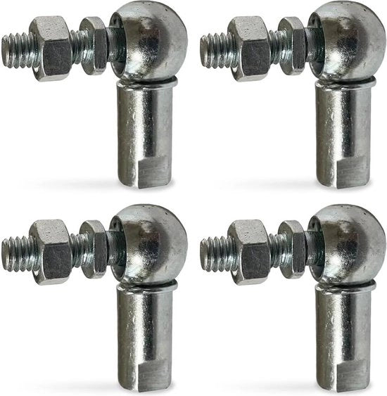 Quattro supporti a sfera L con viti M8 x 125 mm - supporto a sfera con asta di guida angolare - acciaio di carbonio autofusibile.