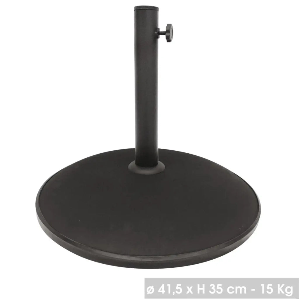 Base per ombrellone in cemento nero 15 kg - Dimensioni 42x35 cm, diametro interno 30/35/38 mm