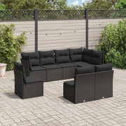 Set Divani da Giardino con Cuscini 8 pz Nero in Polyrattan 3217755