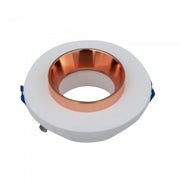 V-TAC VT-862-MRP Portafaretto LED da Incasso Rotondo GU10 e GU5.3 (MR16) Corpo in Gesso Bianco e Metallo Rosa Dorato - SKU 3123