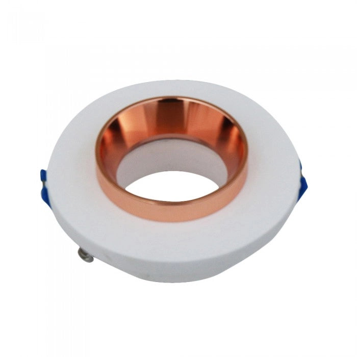 V-TAC VT-862-MRP Portafaretto LED da Incasso Rotondo GU10 e GU5.3 (MR16) Corpo in Gesso Bianco e Metallo Rosa Dorato - SKU 3123