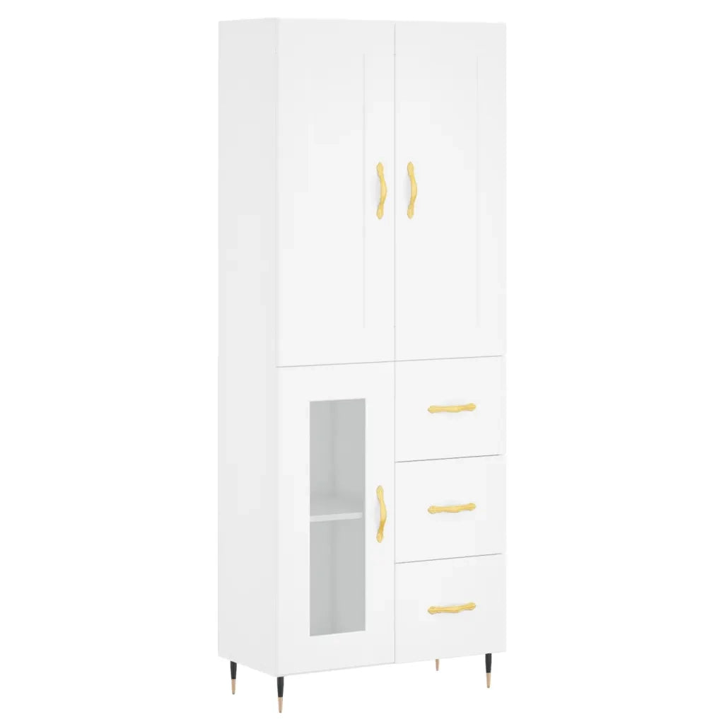 Credenza-Buffet-Armadio da cucina Bianca 69,5x34x180 cm in Legno Multistrato 111114