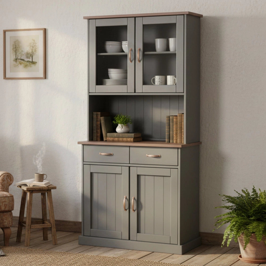 Madia Milzano, Credenza 2 Cassetti, 90x45x190h cm Grigio