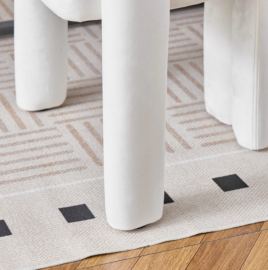 Sedia da Pranzo in Velluto con Braccioli Ergonomici Beige per Sala da Pranzo