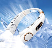 Ventilatore portatile mini-ventilatore per collo USB con flusso d'aria a 360° ventilatore senza pellicola ricaricabile per esterni con 5 velocità per sport all'aperto con illuminazione LED bianca