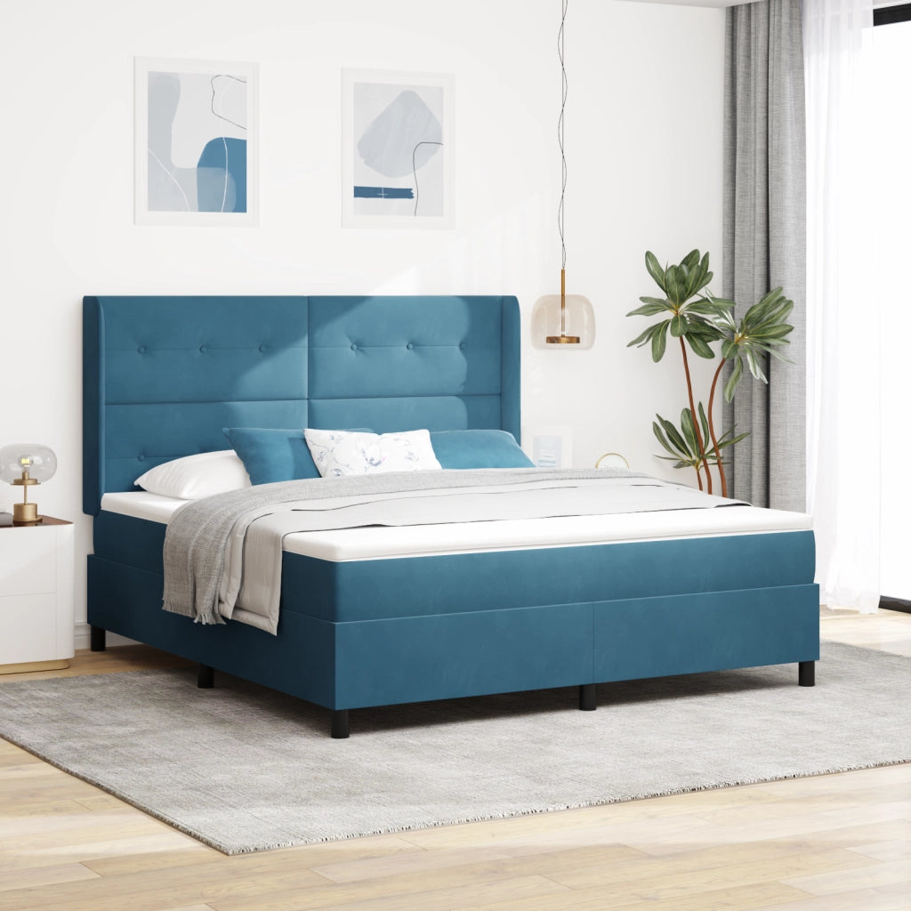 Letto a Box con Materasso Blu Scuro 180x200 cm Velluto