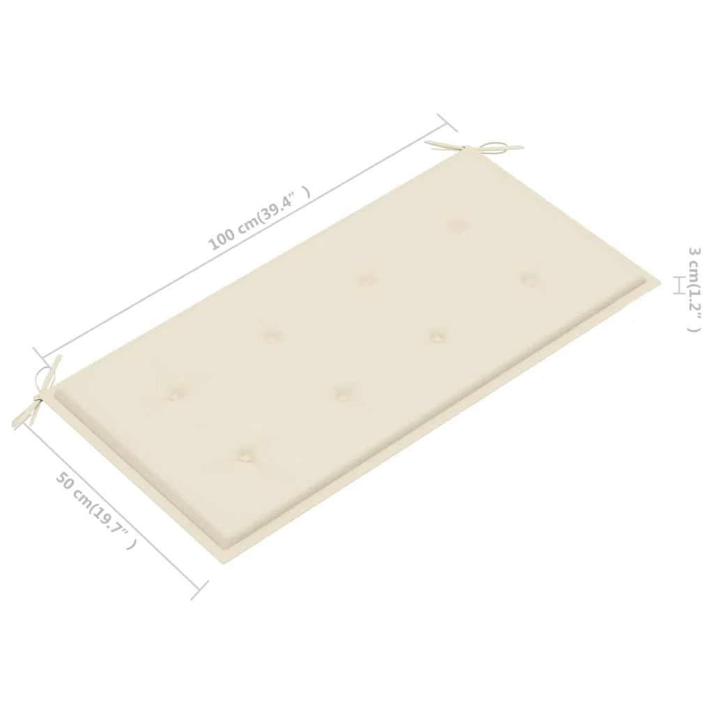 Panca da giardino mobili da giardino per esterni terrazza con cuscino color crema 112 cm in legno massello di teak 02_0011500