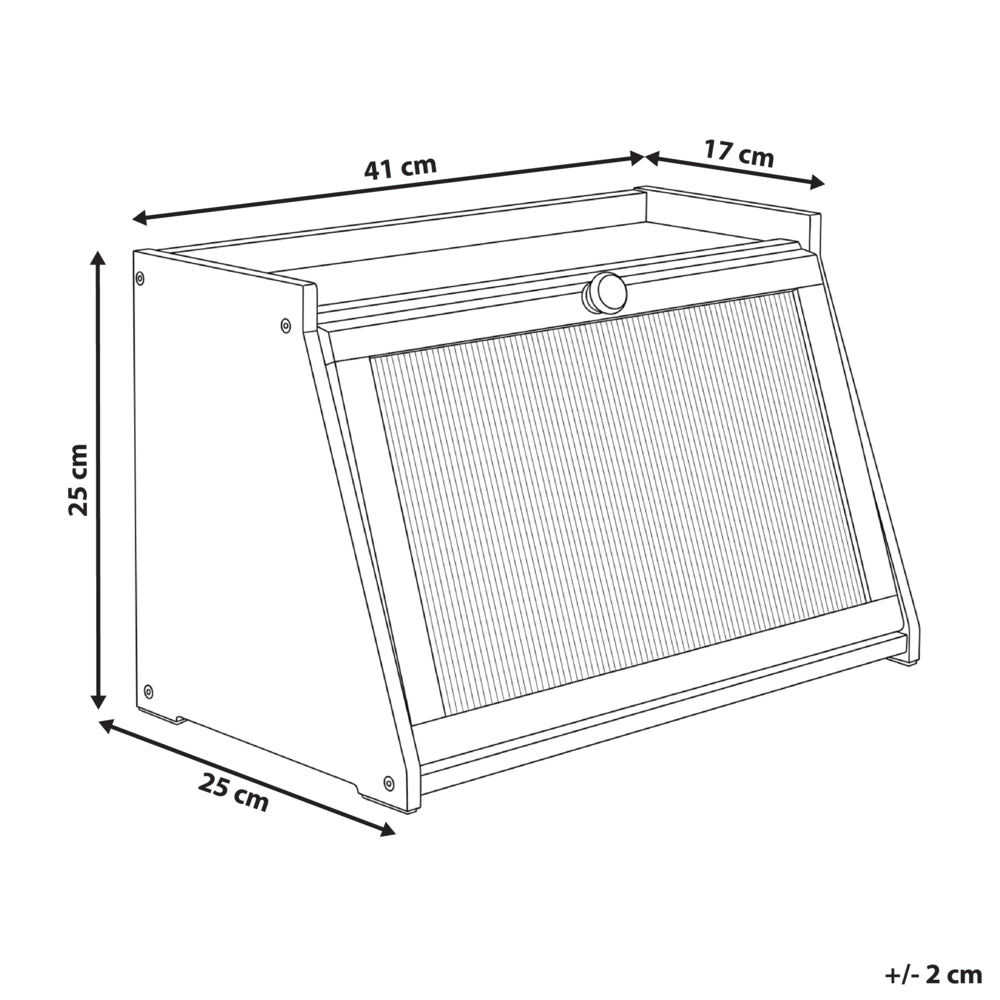 Contenitore per il pane in bambù marrone chiaro 41 x 25 x 25 cm con pannello frontale decorativo in acrilico trasparente stile scandinavo