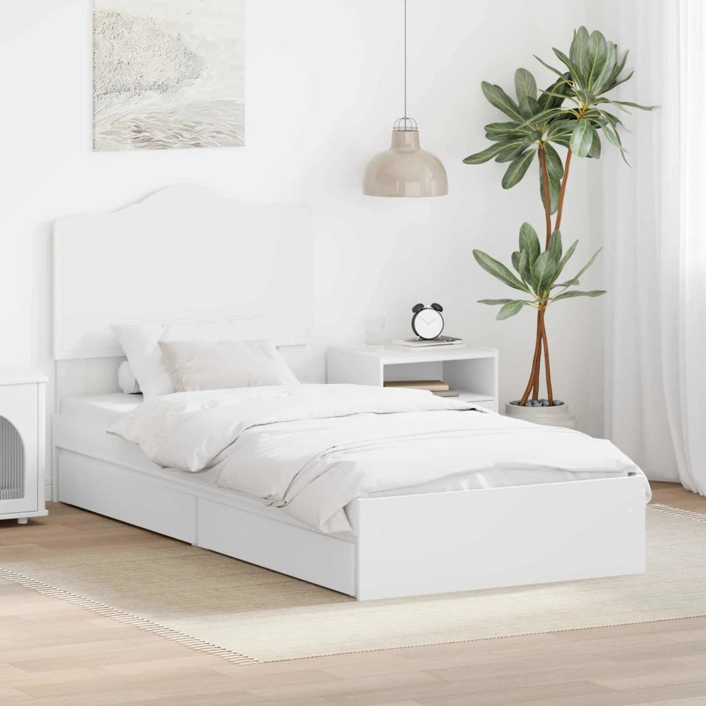 Letto con Contenitore Bianco 70 x 190 cm Legno multistrato