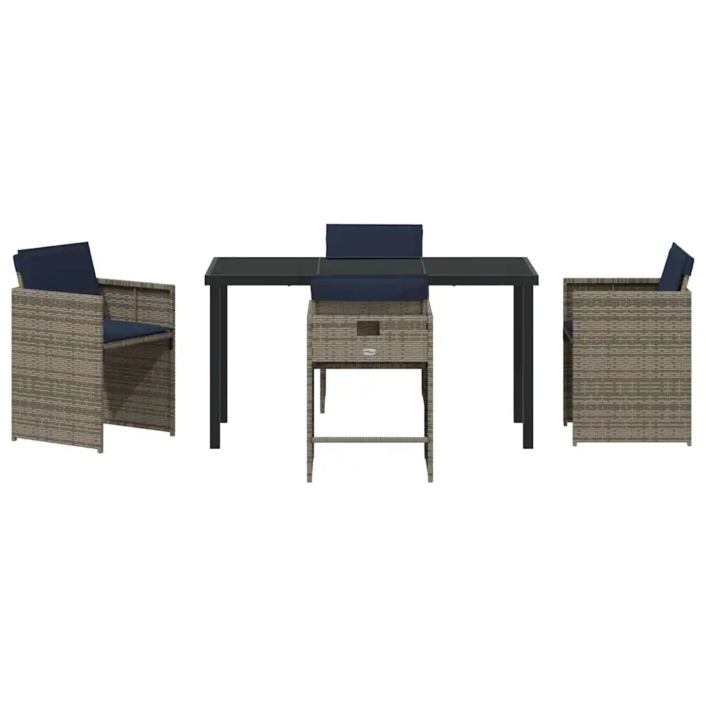 Set da Pranzo per Giardino con cuscino 5 pcs Grigio polyrattan 3380001