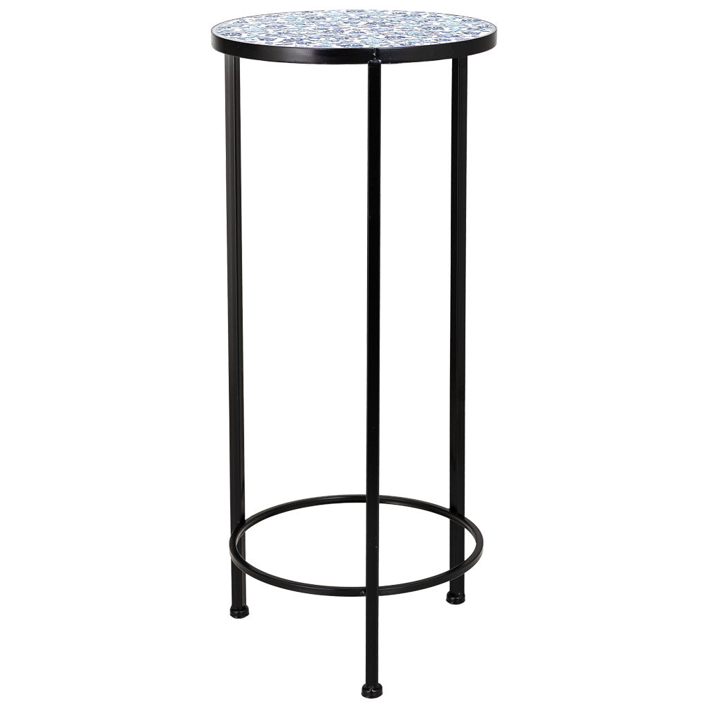 Set 3 mensole in mosaico nero e ferro battuto D30x68h-D25x57h-D20x51h