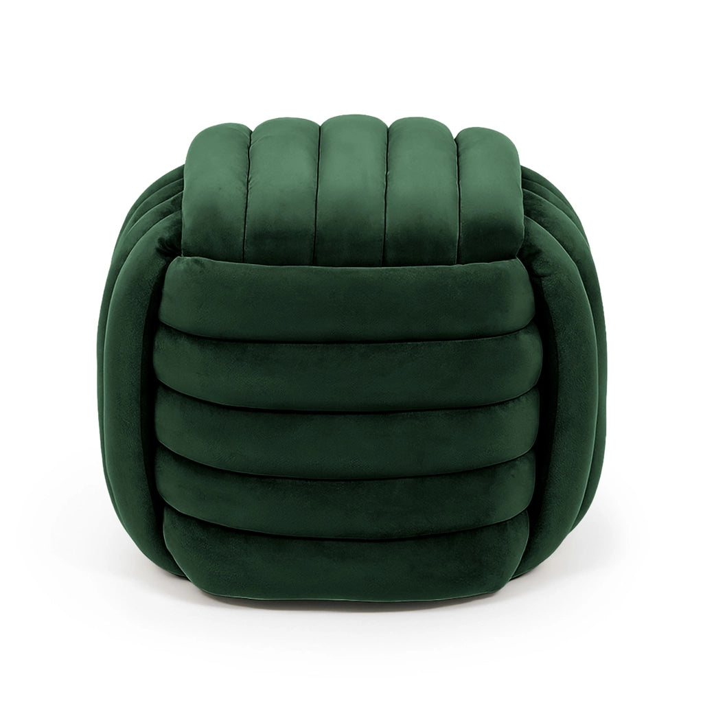 Pouf annodato in velluto 53 cm NILO Verde Bottiglia